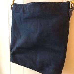 Tory Burch Navy Blue Adjustable Strap Nylon North South Crossbody Bag